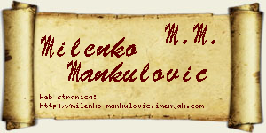 Milenko Mankulović vizit kartica